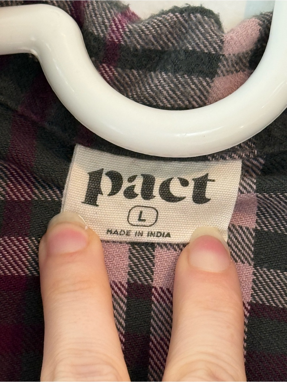 Pact Organic Cotton Plaid Flannel Shirt Women’s L Pink Green Burgundy Button Up - Picture 4 of 7